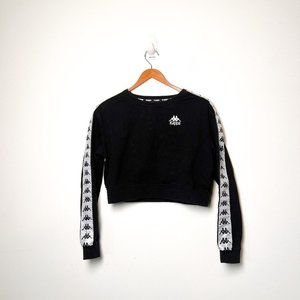 Kappa Cropped Graphic Retro Long Sleeve 90s Black Top